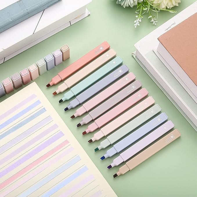 17 Pcs Aesthetic Bible Highlighter and Pen Set Bible Highlighters No Bleed Through Set 12 Pastel Highlighter Colored Markers 5 Cute Gel Pens for School Bibles Study Journaling Supplies(Simple Style)