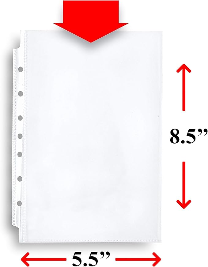 RUBEX Mini Heavyweight Sheet Protectors - 25 Sheets | Top Loading, Reinforced 7-Hole 5.5 x 8.5 Inch |Mini Ring Binders for Page Protectors, Acid-Free, Archival Safe for Documents and Photos