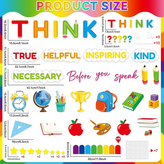 party greeting Growth Mindset Bulletin Board Set Think Before You Speak Classroom Decorations Positive Sayings Cutouts Back to School Bulletin Board Border for Kindergarten Preschool Supplies