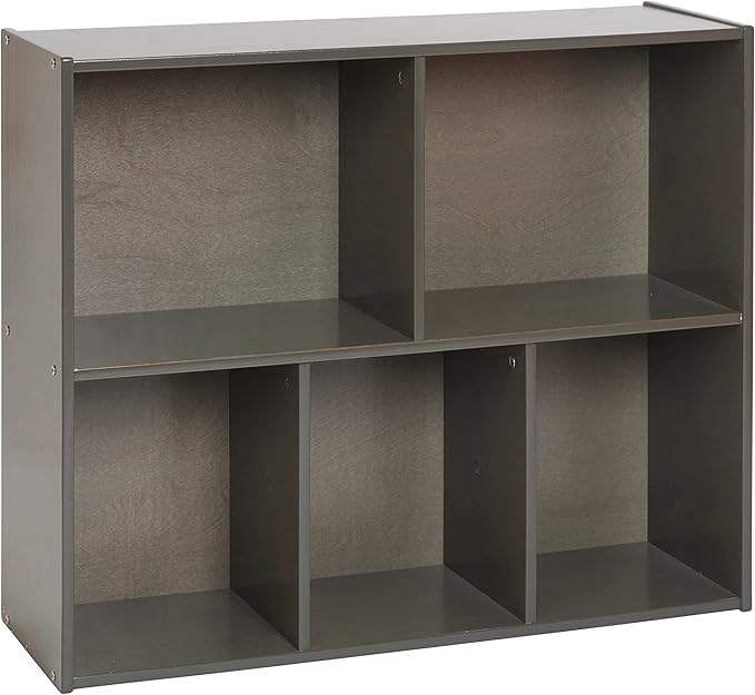 ECR4Kids Streamline 5-Compartment Storage Cabinet, 30in, Classroom Furniture, Grey Wash