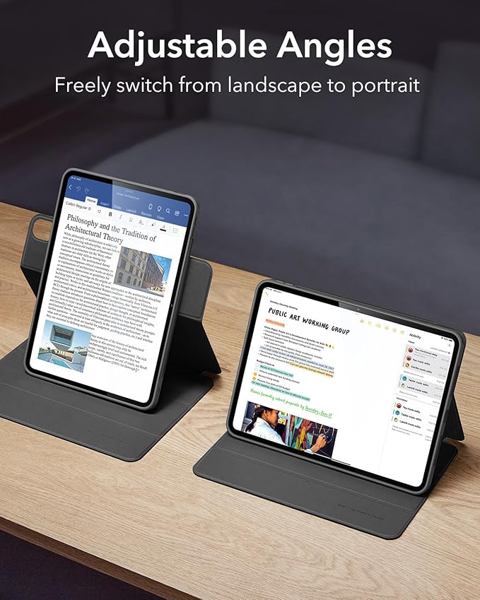 ESR for iPad Air 13 Inch Case M4/M3/M2 (2026/2025/2024) with Pencil Holder, Removable Magnetic Cover, Vertical Stand, Fully Supports Pencil Pro and Pencil(USB-C), Rebound 360 Series, Black