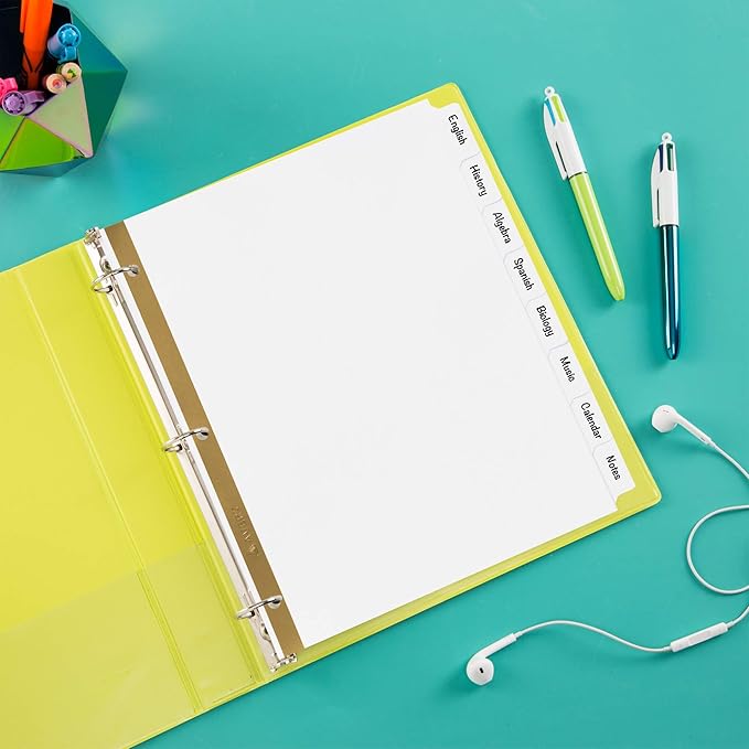 Avery Big Tab Write & Erase Paper Dividers with Gold Reinforcement, 8-Tab Set, White, 6 Sets (21213)