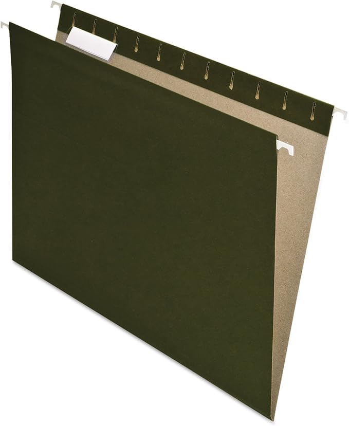 Pendaflex Earthwise by Pendaflex 100% Recycled Hanging Folders, Letter Size, 1/5 Cut, Standard Green, 25 per Box (74517)
