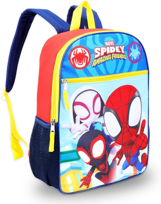 Marvel Spidey and His Amazing Friends Backpack Set - 5 Pc Spiderman School Supplies Bundle with 16” Backpack for Kids, Spidey Lunch Bag, Water Bottle, Stickers, and More | Spiderman Bag Pack