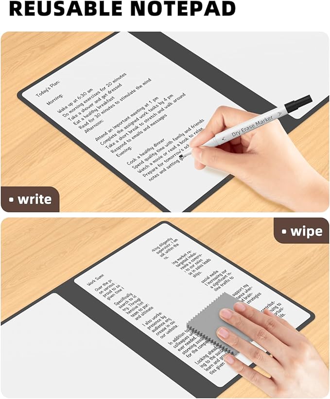 Portable Small White Board Dry Erase Board, Reusable 9.5 * 6.6in Notebook Memo, Office Home Supplies Desk Accessories MH760 (Black)