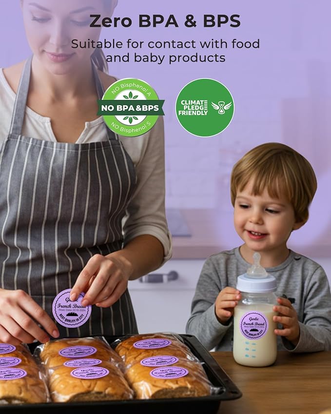 MUNBYN 3 Inch Purple Circle Thermal Sticker Labels, Multi-Purpose Self-Adhesive Round Direct Thermal Labels for Business, 500 Sheets/1 Roll