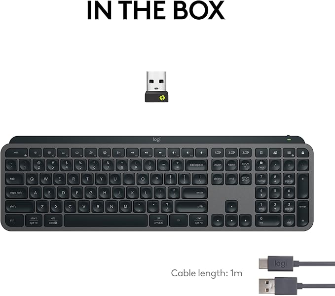 Logitech MX Keys S Wireless Keyboard, Low Profile, Fluid Precise Quiet Typing, Programmable Keys, Backlighting, Bluetooth, USB C Rechargeable, for Windows PC, Linux, Chrome, Mac - Graphite