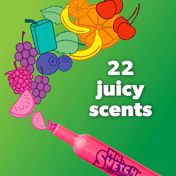 Mr. Sketch Scented Washable Markers, Chisel Tip Marker, Assorted Colors, 36 Count
