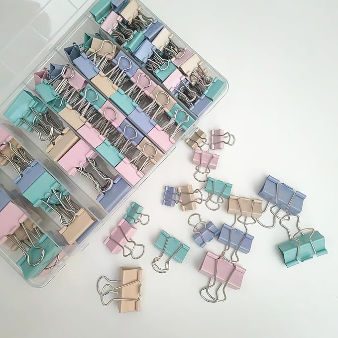 Assorted Sizes Binder Clips Paper Clamps 106 Pcs Large,Medium,Small,X Small,Colored Paper Clips Office Supplies