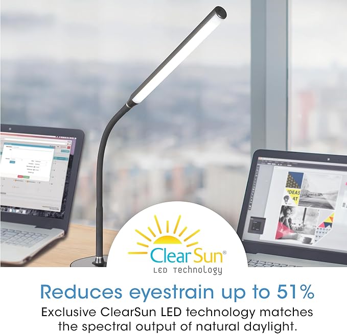 OttLite Wellness Strive LED Desk Lamp, 22", Black (CSN30G5W)