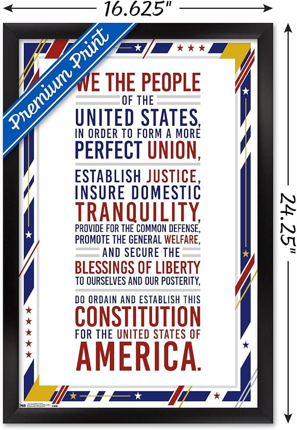 Trends International The United States Of America - Constitution Preamble Wall Poster, 14.725" x 22.375", Black Framed Version