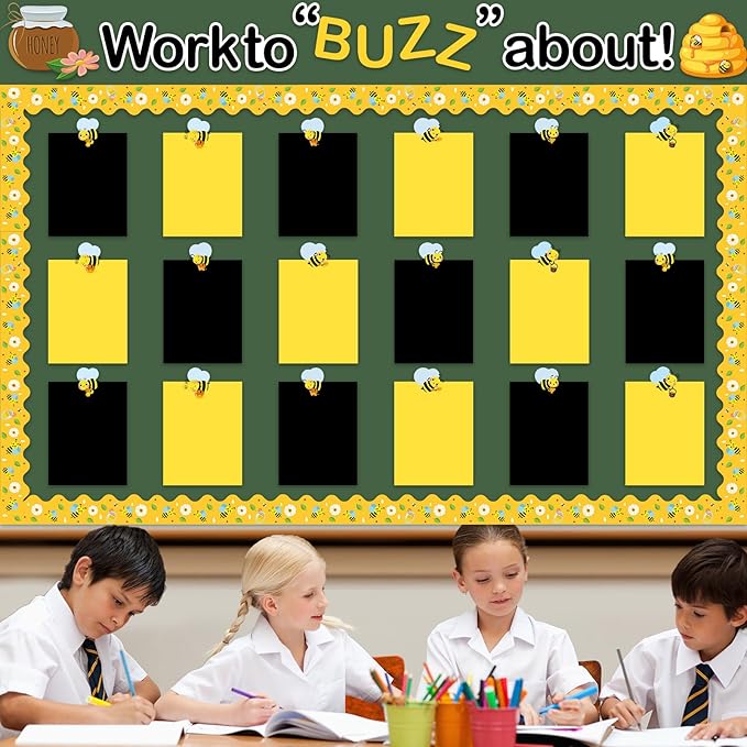 Bee Classroom Display Bulletin Board Set Sunflower Bulletin Board Decorations Bee Classroom Decor Honeybee Paper Cutouts Inspirational Student Wow Work Display for Chalkboard Back to School Supplies