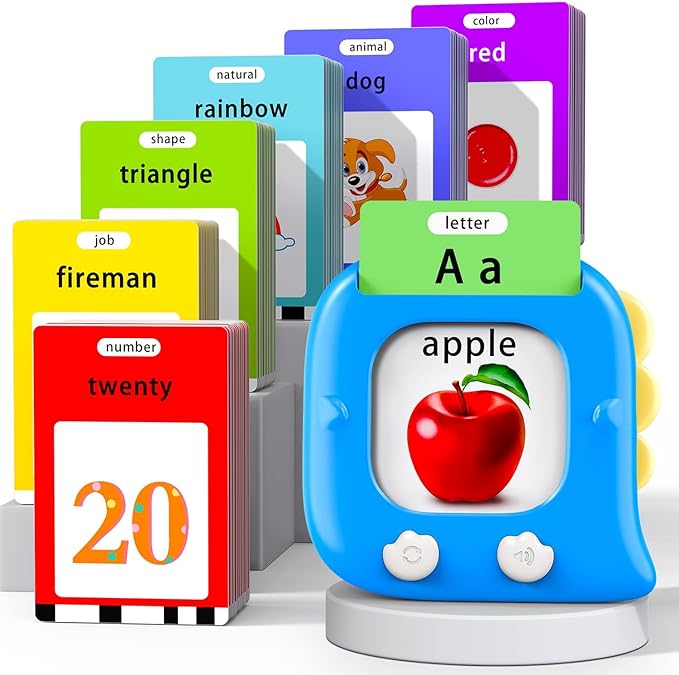 Kidzdo 520 ABCs Talking Flash Cards, Christmas Birthday Gifts for 2 3 4 5 6 Year Old Boys Girls, ABCs Early Education Learning Toys, Autism Sensory Toys for Autistic Kids Ages 2-6, Blue