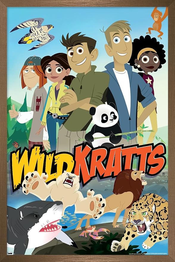 Wild Kratts - Group Wall Poster, 34L" x 22.4W", Bronze Framed Version