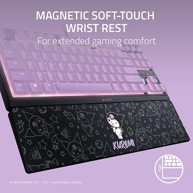 Razer Ornata V3 TKL Gaming Keyboard: Low-Profile Keys - Mecha-Membrane Switches - UV-Coated Keycaps - Backlit Media Keys - 8-Zone RGB Lighting - Magnetic Wrist Wrest - Kuromi Edition
