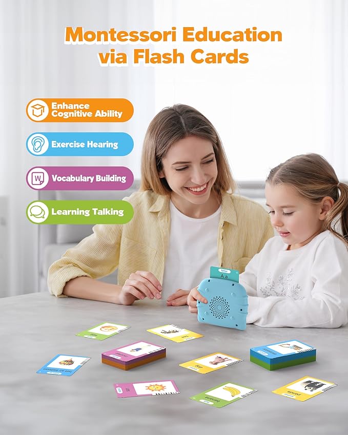 510 Words, Talking Flash Cards for Toddler 1 2 3 4 Year Olds, Language Learning Tools, Pocket Speech Therapy Tools, Montessori Tools with 31 Themes, Children's Sensory Device