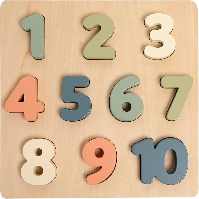 Pearhead Wooden Numbers Puzzle, 1–10 Counting Learning Toy for Toddlers, Montessori Educational Play, Spring Easter Basket Gift