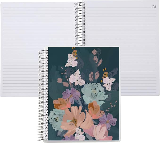 Erin Condren Lined 7x9 Bold Blooms Cover Notebook Spiral Bound Journal for Writing, and Note Taking, Premium Paper, Stylish Floral Cover, Perfect for School, Office, and Creative Planning