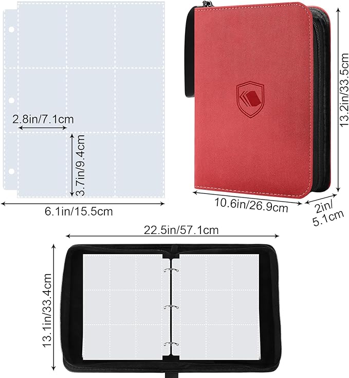 900 Pockets Trading Card Binder, PU Cover Zipper Card Collection Album, Sturdy Card Folder Holder for MTG, TCG, Game Cards, Sports Cards