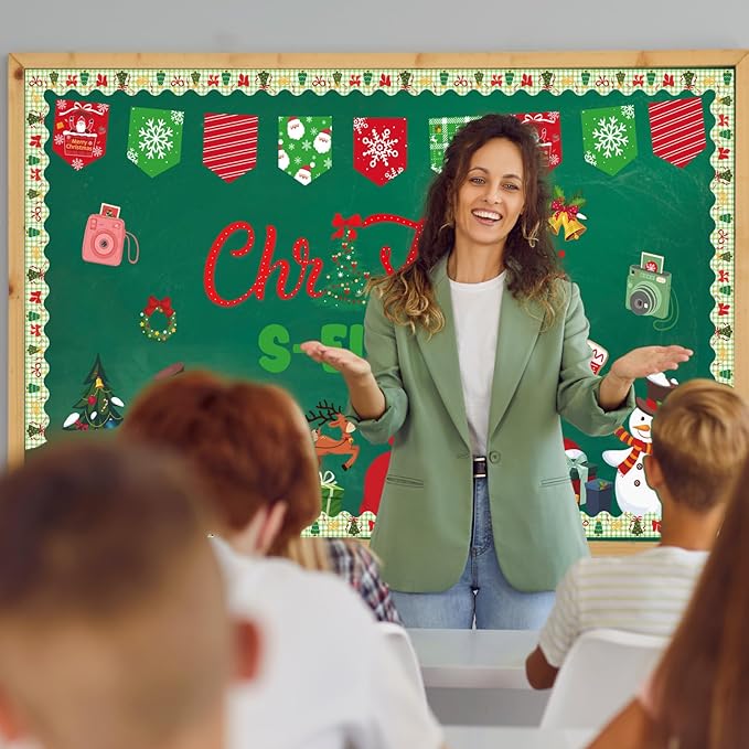 Christmas Bulletin Board Decorations - Christmas Selfies Photo Classroom Decorations Set Xmas Snowman Paper Cutouts Bulletin Board Decor School Chalkboard Office Wall Decor Supplies