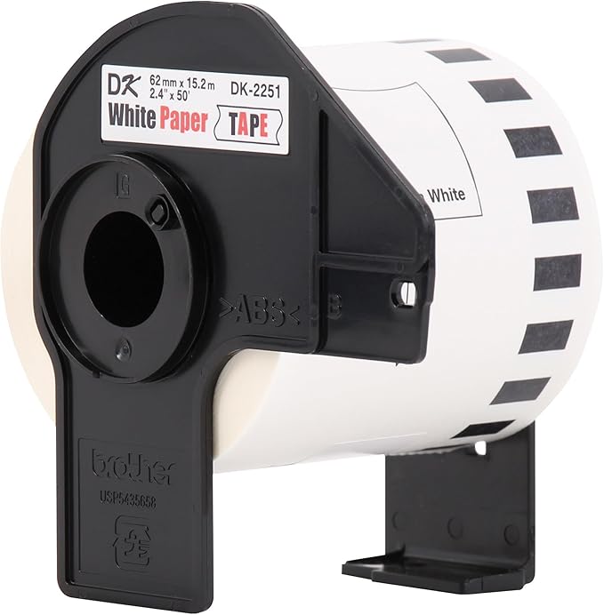 Brother Genuine DK-22513PK Continuous Length Replacement Labels, Black/Red Label on White Paper Tape, Engineered with Excellence, 2.4â€ x 50 feet, (3) Rolls per Box (DK22513PK)