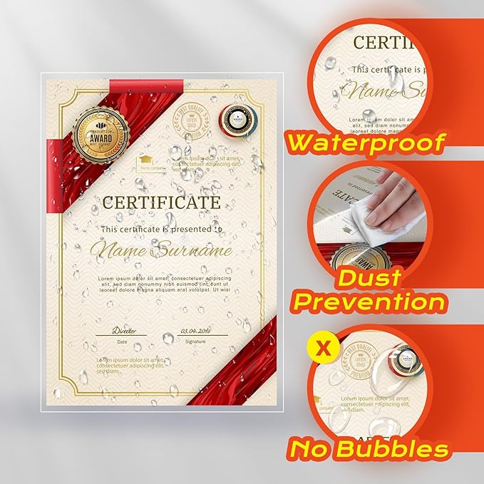 Thicker Self Adhesive Laminating Sheets,100PCS 8.5 x 11 Self Sealing Laminate Sheets Lettter Size No Machine No Heat 4mil Clear Laminating Sheets for Protecting Documents, Photos