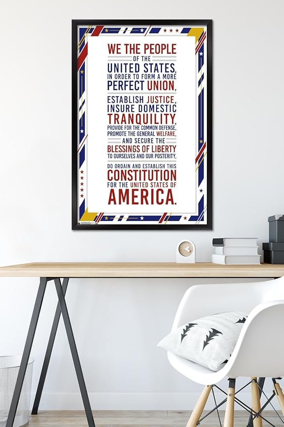Trends International The United States Of America - Constitution Preamble Wall Poster, 22.375" x 34", Black Framed Version