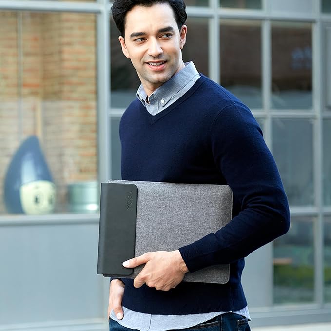 Lenovo Slim Laptop Sleeve 14 Inch Notebook/Tablet - Compatible with MacBook Air/Pro - Eco-Friendly Lightweight Case with Accessory Pocket & Magnetic Closure - Grey