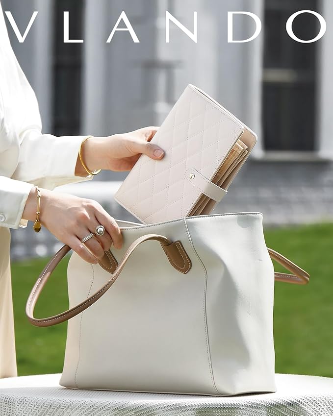 Vlando Travel Jewelry Organizer Case,Valentines Gift,Jewelry Storage Book Ring Binder with Clear Zipper Velvet Jewelry Pouches Bags for Rings,Necklace,Earrings-Cream White