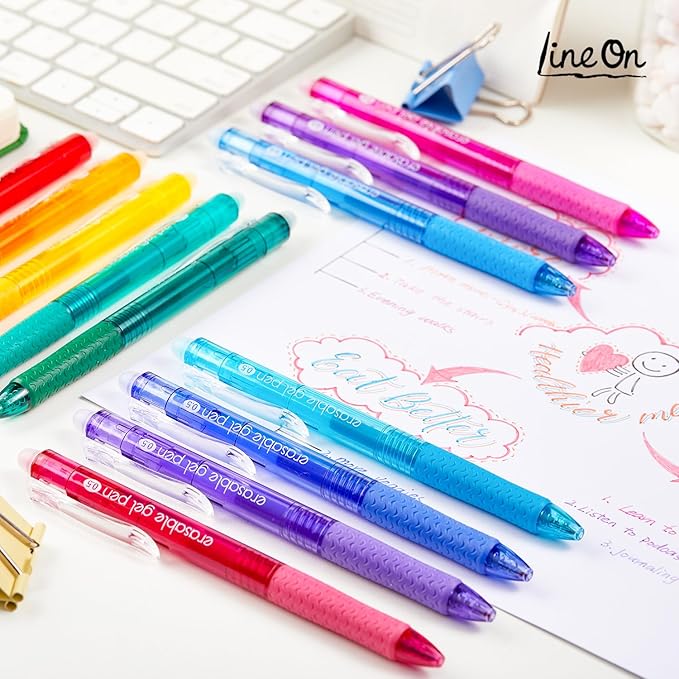 Erasable Gel Pens, 15 Colors Retractable Fine Point Erasable Pens Clicker, Fine Point(0.5mm), Assorted Color Inks, Make Mistakes Disappear for Drawing Writing Planner and Crossword Puzzles
