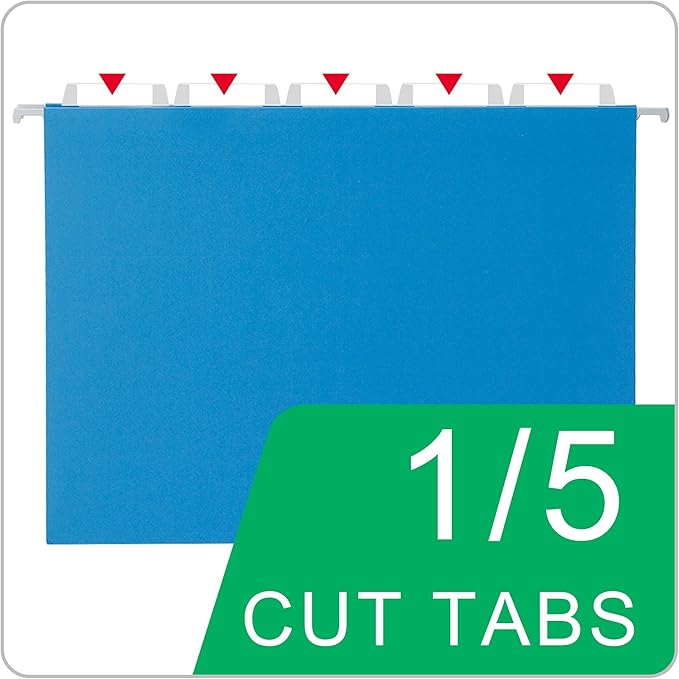 50 Packs Hanging File Folders,Assorted Color Letter Size File Folders with 1/5 Adjustable Cut Tabs for Office/Home/School,Decorative,Drawer,Desk and Cabinet Use(Black,Blue,Pink,Purple,Standard Green)