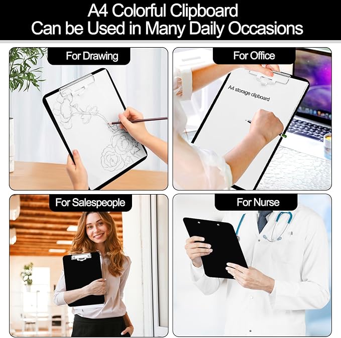 2 PCS A4 Clipboards,Plastic Clipboard with Pen Holder,Clip Boards 8.5x11 with Low Profile Clip,Cute Hanging Clipboard for School Office Supplies Clipboards for Kids,Portable Clip Board