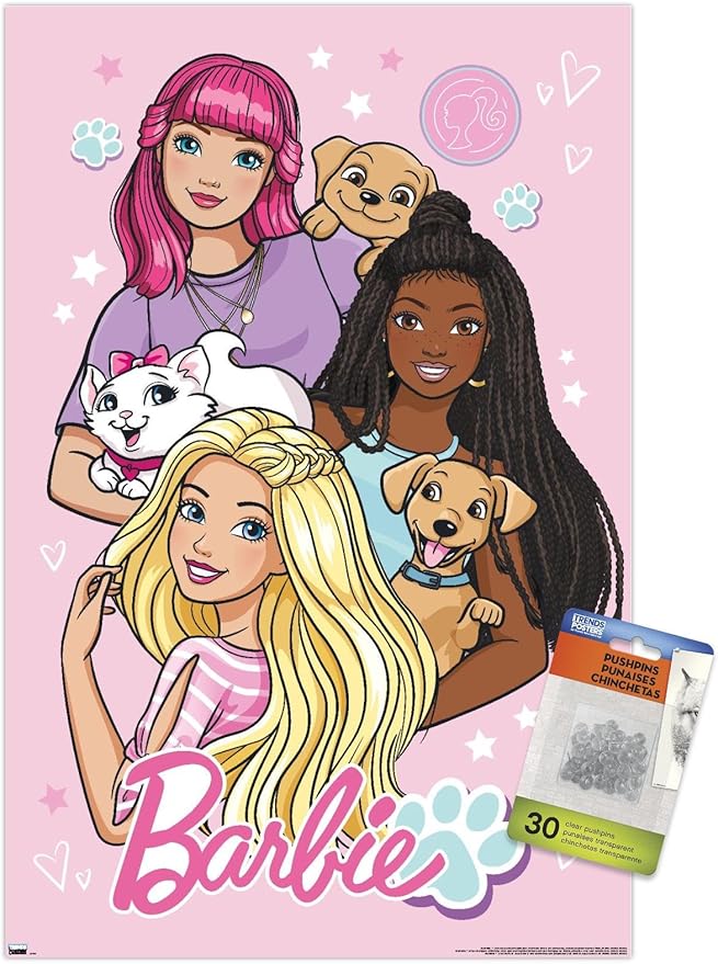 Trends International Mattel Barbie - Cute Wall Poster, 14.72" x 22.37", Premium Poster & Push Pin Bundle