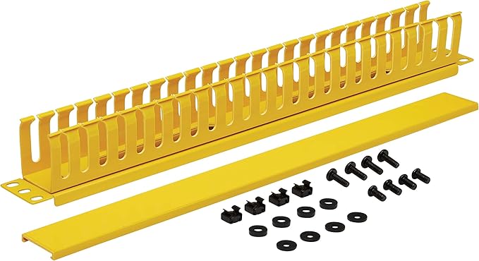 Tripp Lite Horizontal Server Rack Enclosure Cable Manager, Finger Duct with Cover, High-Visibility Yellow Steel, 1U Rack-Mount, Standard 19-Inch, 5-Year Warranty (SRCABLEDUCT1UFC)