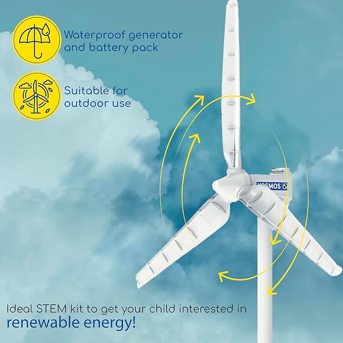 Thames & Kosmos Wind Power V4.0 STEM Experiment Kit | Build a 3ft Wind Turbine to Generate Electricity | Learn About Renewable Energy & Power a Small Model Car | Weatherproof for Outdoor Use