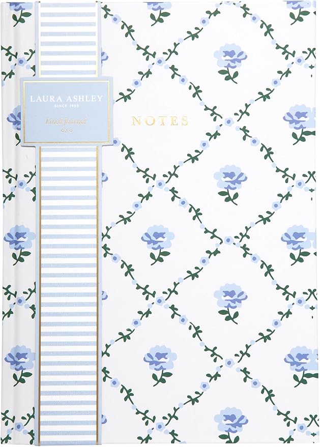 Laura Ashley Premium Hardcover Writing Journal | 256 Lined Pages | Elegant Floral Design | Perfect for Diaries, Notes, and Gift Giving (White - A5-6-x-8 Inches)