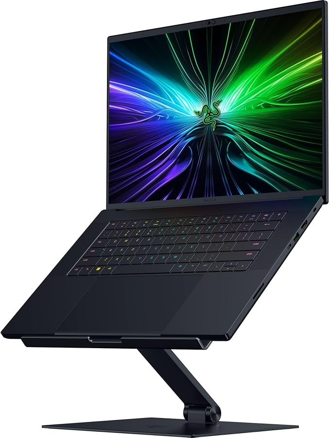 Razer Adjustable Laptop Stand - Ergonomic Height-Adjustable Laptop Stand for Laptops up to 18 Inches (Height- and Tilt-Adjustable, Robust Aluminium, Ventilated Design) Black