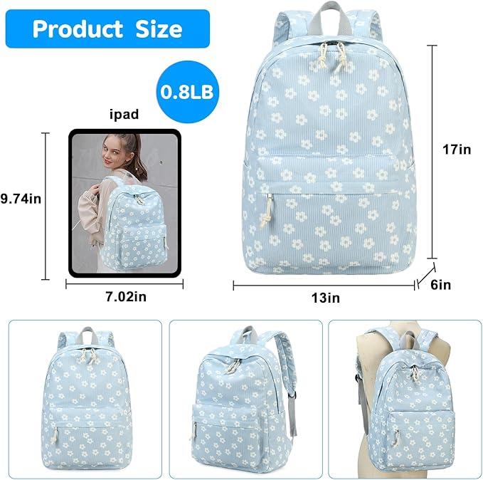 Bluboon School Backpack Set Girls Womens Laptop Bookbag Casual Daypack Fits 15 inch Laptop with Lunch Tote Bag and Pencil Bag
