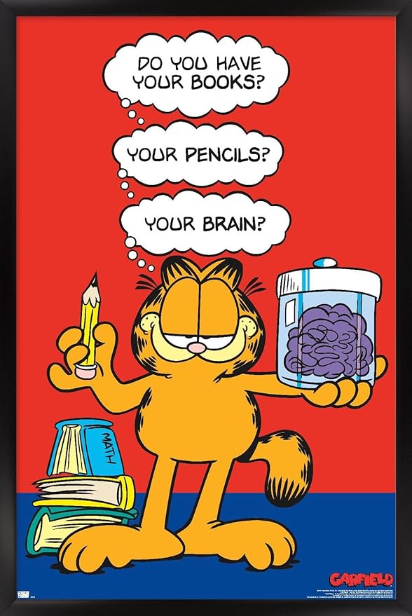 Garfield - Brain Wall Poster, 34L" x 22.4W", Black Framed Version