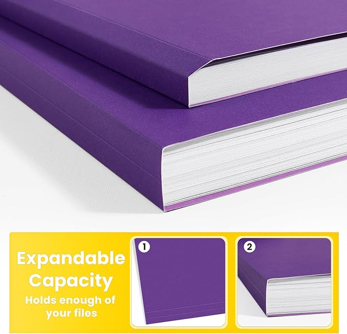 SUNEE File Folders, 18 Pack Manilla Folders 8.5 x 11, 1/3 Cut Tab for Easy Labeling and Organization, Durable Standard Paper for Home, Office, School Filing, Purple