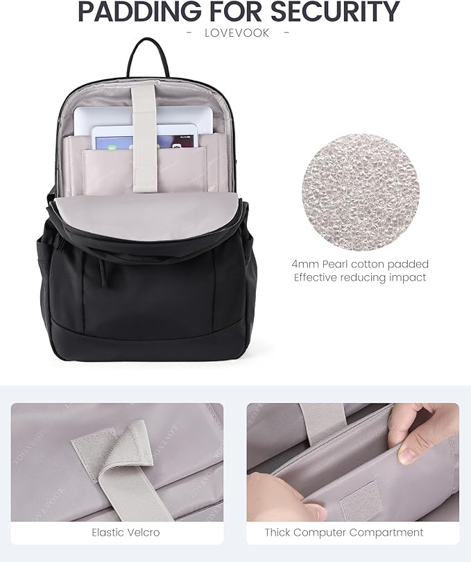 LOVEVOOK 5-Layer 15.6 Inch Laptop Backpack for Women, Work Business Computer Bag, College School Daypack, Travel Personal Item & Casual Purse, Neutral Taupe