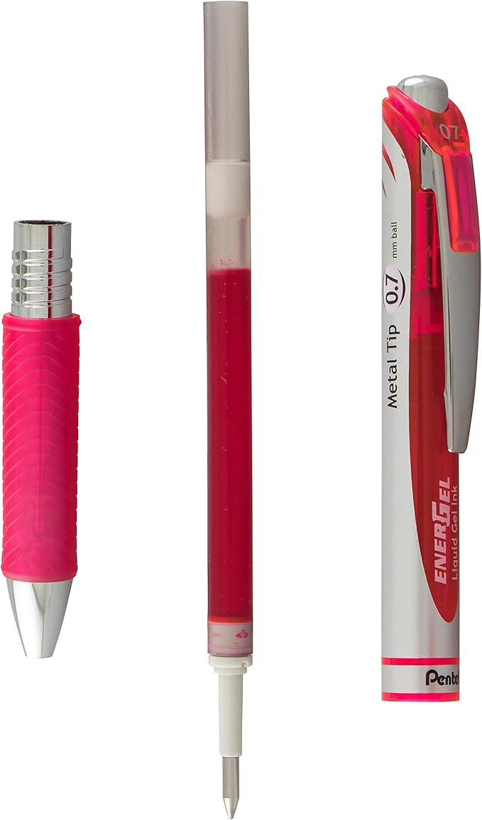 Pentel EnerGel RTX Retractable Liquid Gel Pen, (0.7mm) Medium Line, Metal Tip, Assorted Ink, 10-Pk (BL77BP10M)