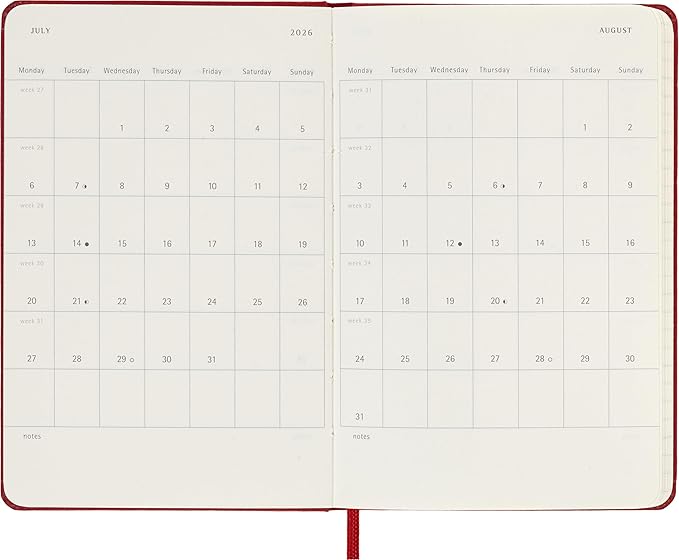 Moleskine Classic 12 Month 2026 Daily Planner, Hard Cover, Pocket (3.5" x 5.5"), Scarlet Red, 400 pages