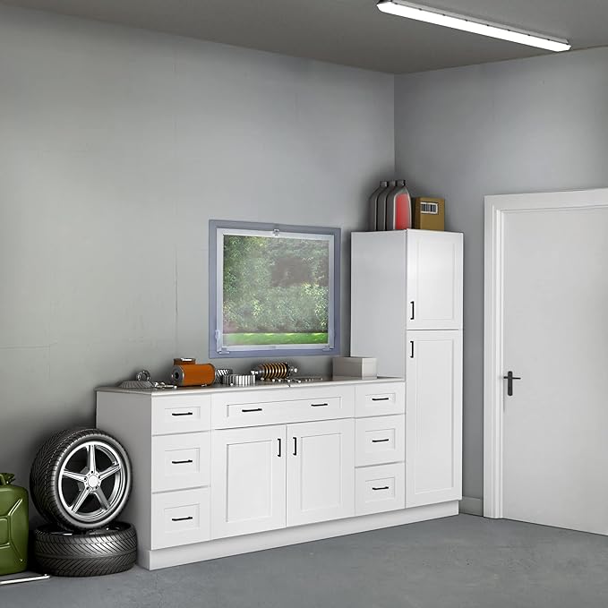 Design House Brookings Shaker Unassembled Wall Kitchen Cabinet W3630, 36 W x 12 D x 30 H, Painted White, Solid Wood, Design House, 561761