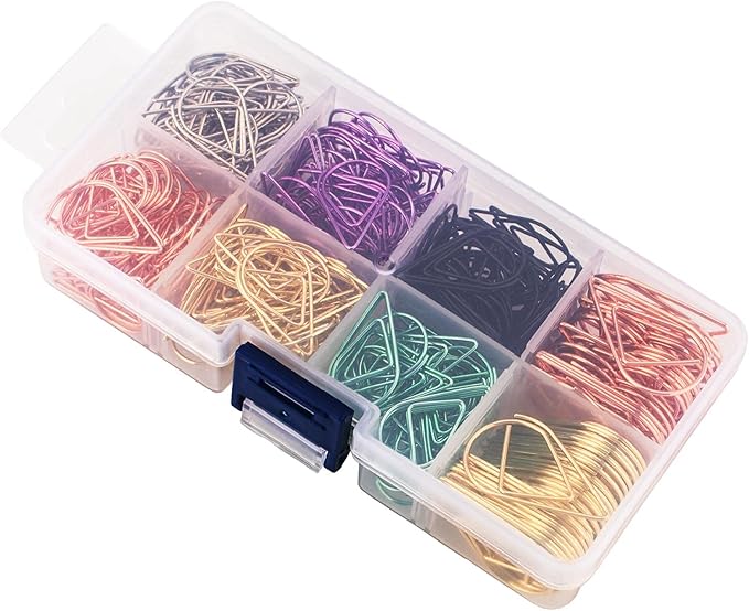 Multicolor Cute Paper Clips Assorted Sizes Smooth Stainless Steel Drop-Shaped Paperclips Large and Small for Office Supplies Wedding Women Girls Kids Students, 300 Pack