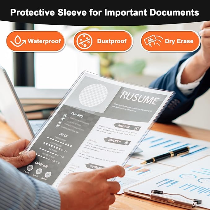 Ndsox 15 Pack 8.5" x 11" Rigid Print Protectors Clear Hard Plastic Sheet Protectors Top Loading for Birth Certificates, Documents, Posters, Photos, Meuns, Heavy Duty No-Hole Plastic Document Sleeves