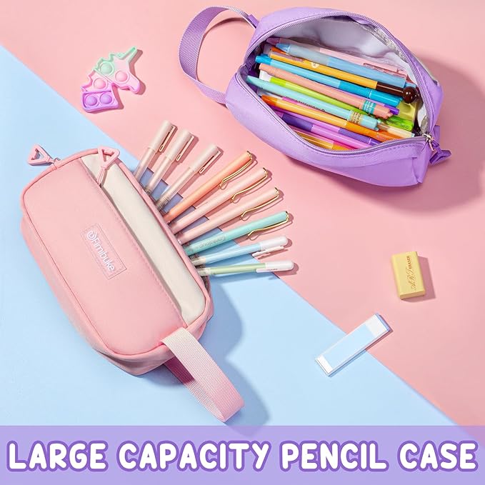 Fimibuke Backpacks for Girls, 3 PCS Waterproof School Backpack with Lunch Box & Pencil Pouch for Kids Teen Girl, Cute Bookbag School Bag for Elementary Middle High School Student Ages 6+(Blue)