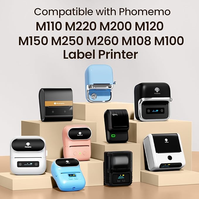 Phomemo Thermal Labels Jewelry Price Tags Compatible with Phomemo M110 M108 M120 M200 M220 M221 M150 M250 M260 M100 Label Printer, 70x30mm (2.75''x1.2'') 100 Labels/Roll, for Cabel