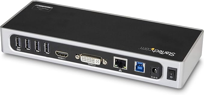 StarTech.com USB 3.0 Docking Station - Dual Monitor Laptop Docking Station with HDMI & DVI/VGA Video - 6-port USB 3.1 Gen 1 5Gbps Hub, GbE, Audio - Universal Type-A Dock - Windows & Mac (DK30ADD)