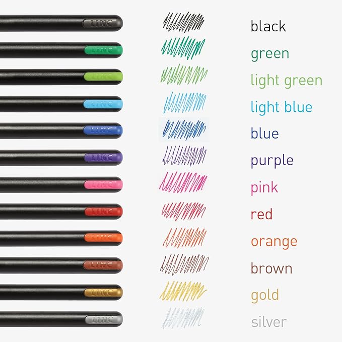 Pentonic Gel Pens In Pen Organizer Case, 12 Count, Assorted Colored Ink, 0.6 mm, 0.7 mm, 1.0 mm, Smooth Writing (PEN12185)